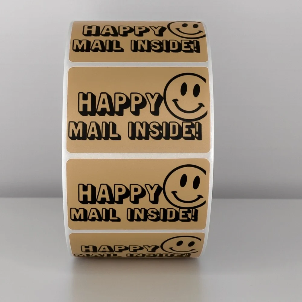 Happy Mail Inside Stickers | Smiley Face Labels for Cute Packaging & Shipping